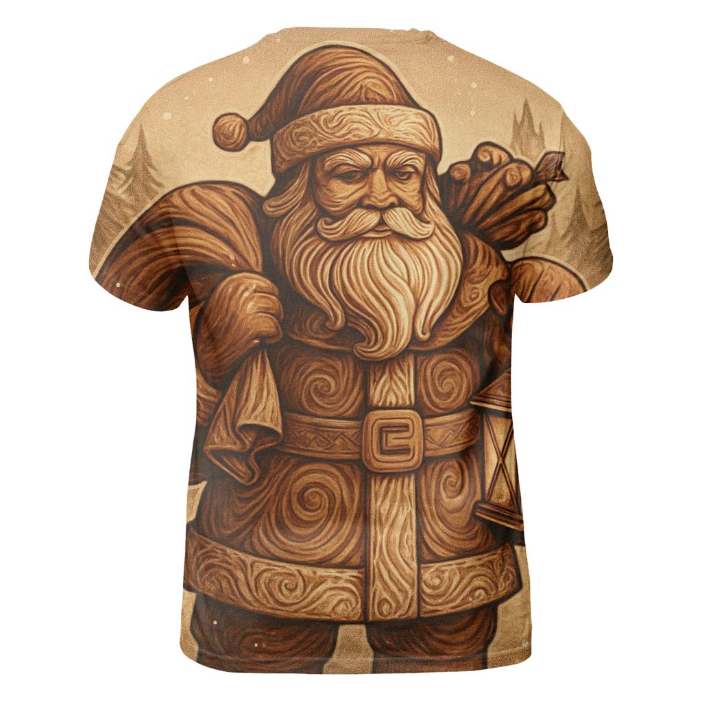 Wood Carved Vintage Santa Relic trendy printed shirt styles