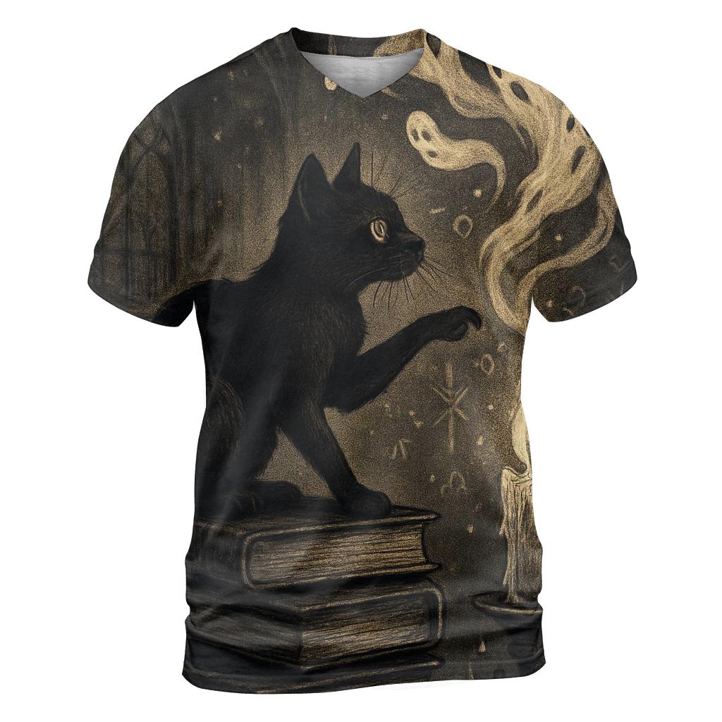 Haunted Candle Library Cat trendy printed shirt styles
