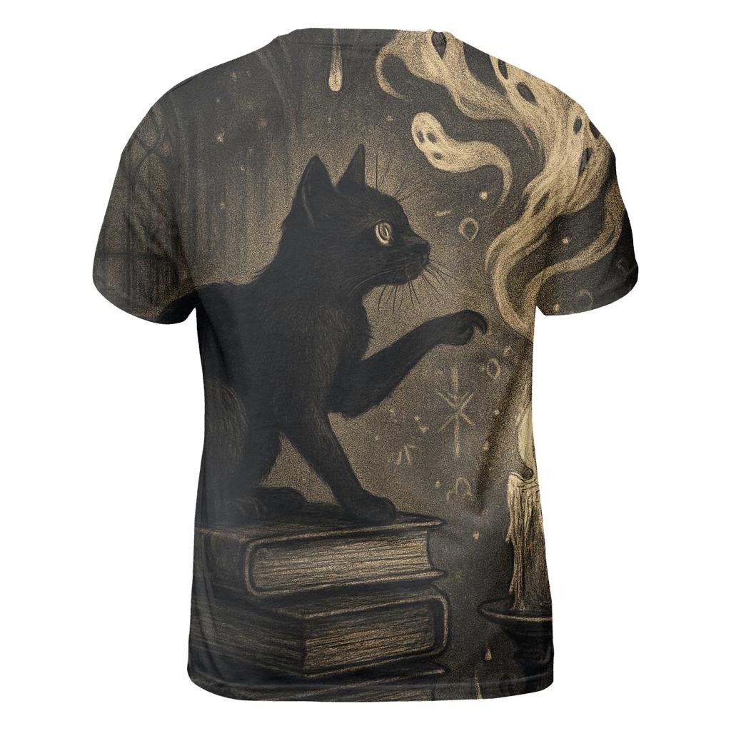 Haunted Candle Library Cat trendy printed shirt styles