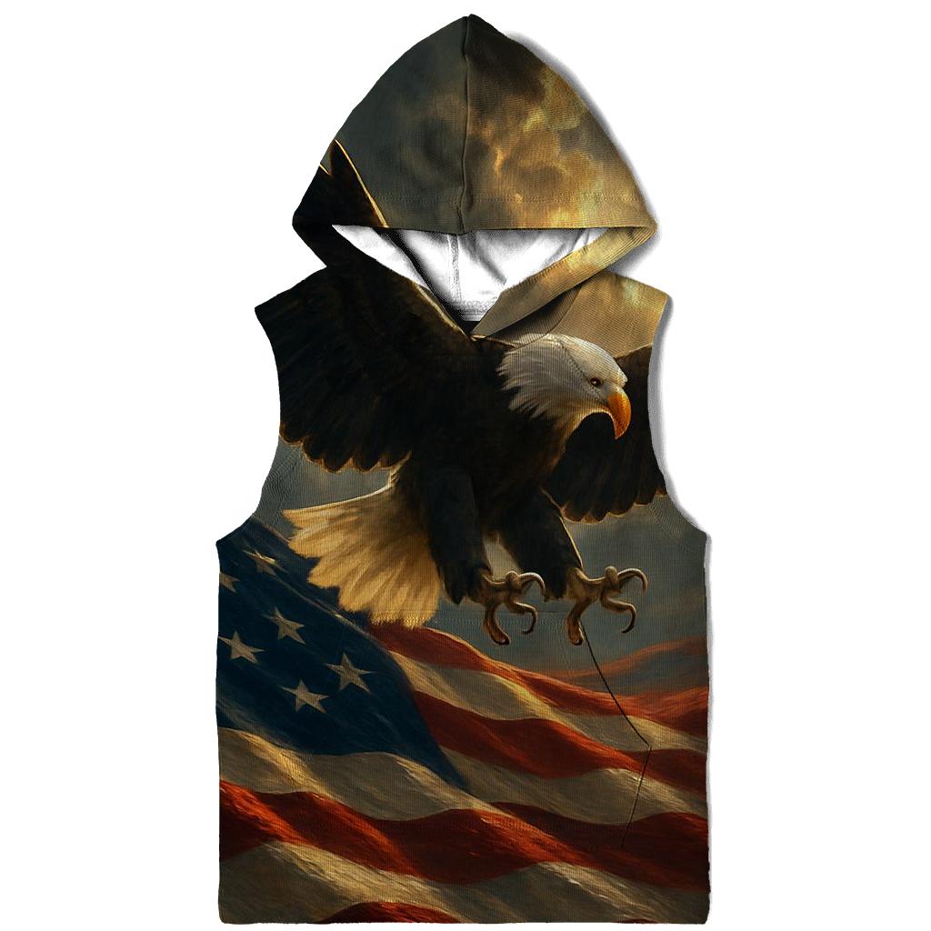 Eagle Sentinel Above The Storm Stripes printed hoodies