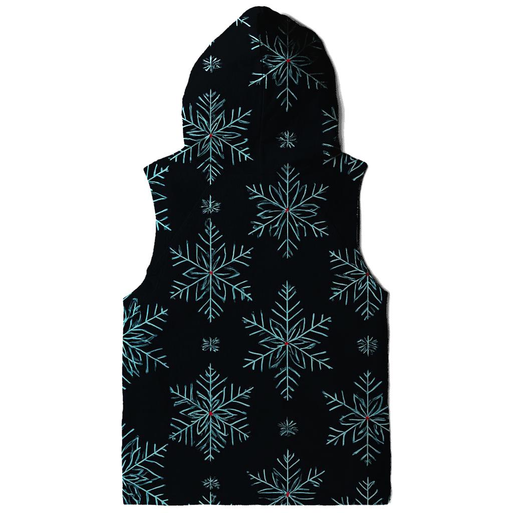 Icy Snowflake Geometry Grid On Black Background heavyweight hoodies