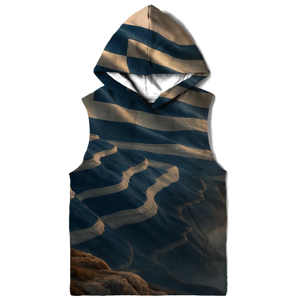 Greece Fabric Flag Over Aegean Cliffs printed hoodies