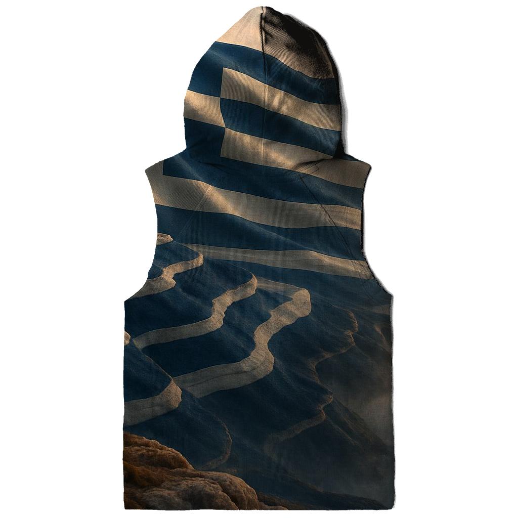 Greece Fabric Flag Over Aegean Cliffs printed hoodies
