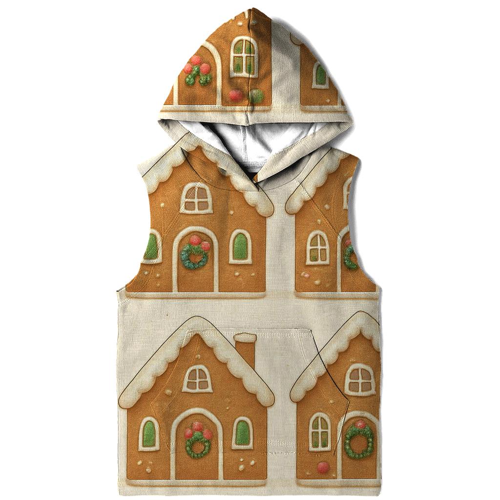 Gingerbread House Row Repeat On Cream Background lightweight hoodies