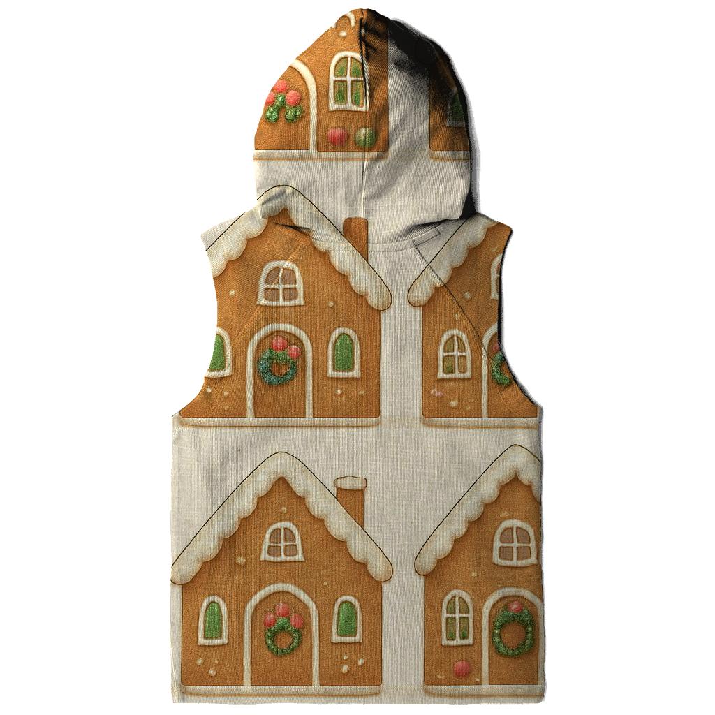 Gingerbread House Row Repeat On Cream Background lightweight hoodies
