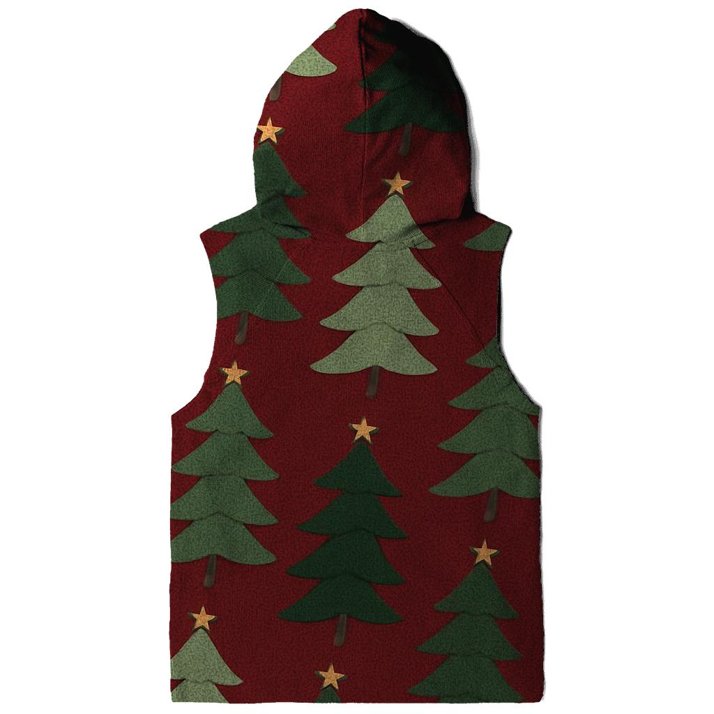 Evergreen Tree Diagonal Stripe Repeat On Deep Red Background premium hoodies