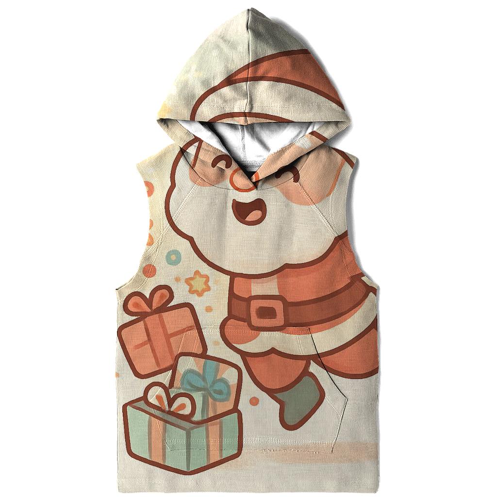 Minimal Chibi Santa Gift Pop lightweight hoodies