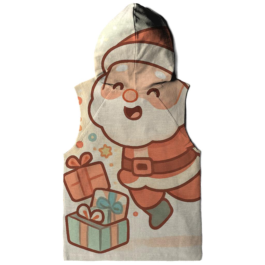 Minimal Chibi Santa Gift Pop lightweight hoodies