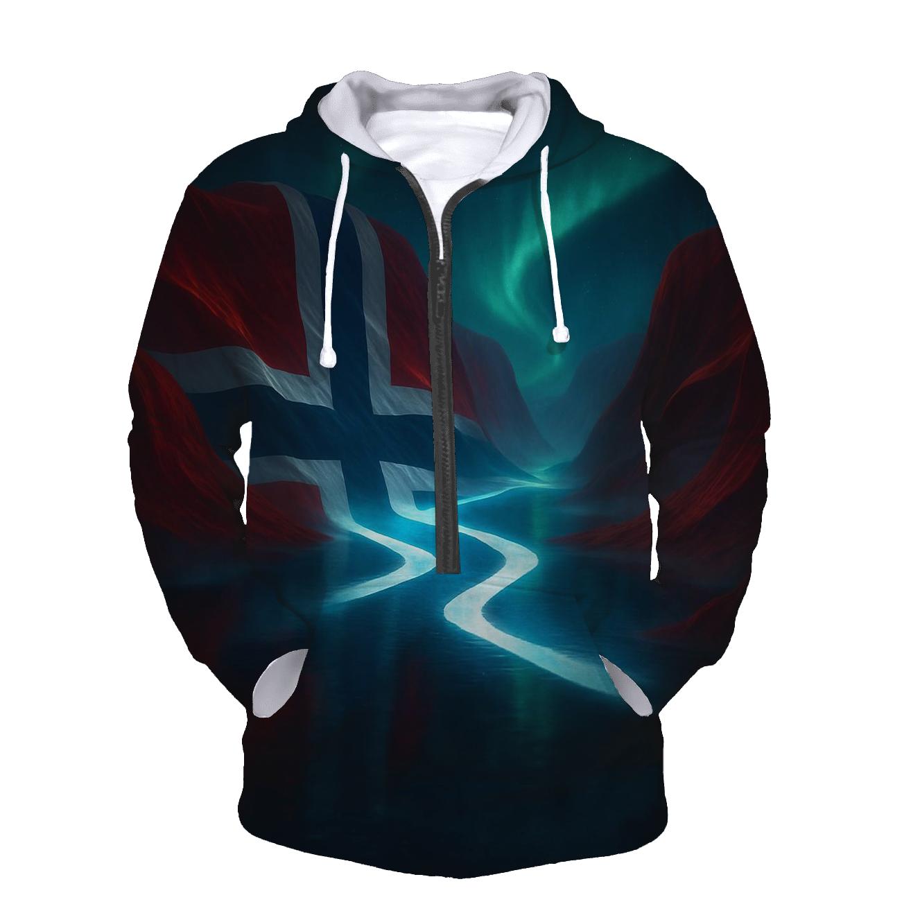 Norway Aurora Fjord Flag hoodies fashion