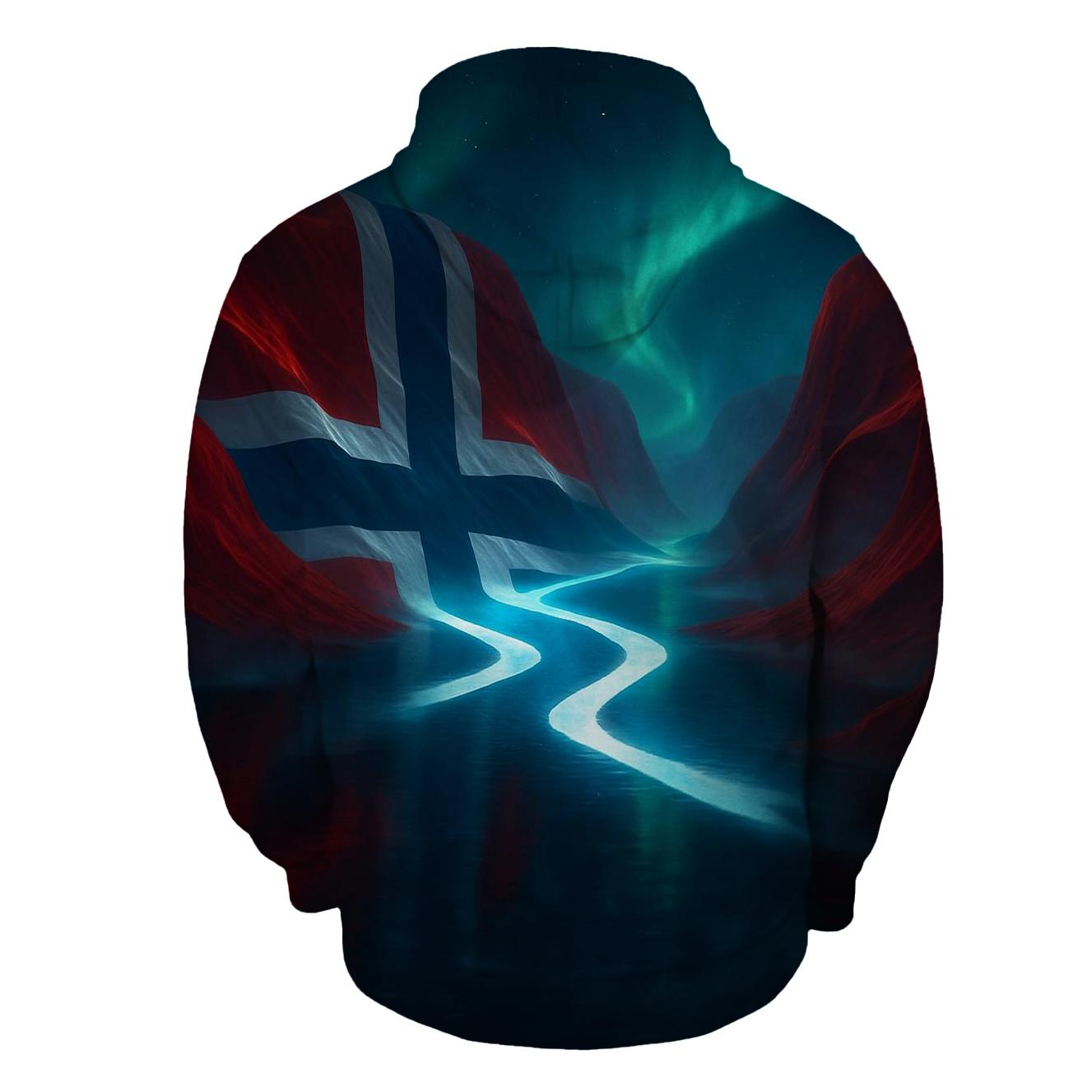 Norway Aurora Fjord Flag hoodies fashion