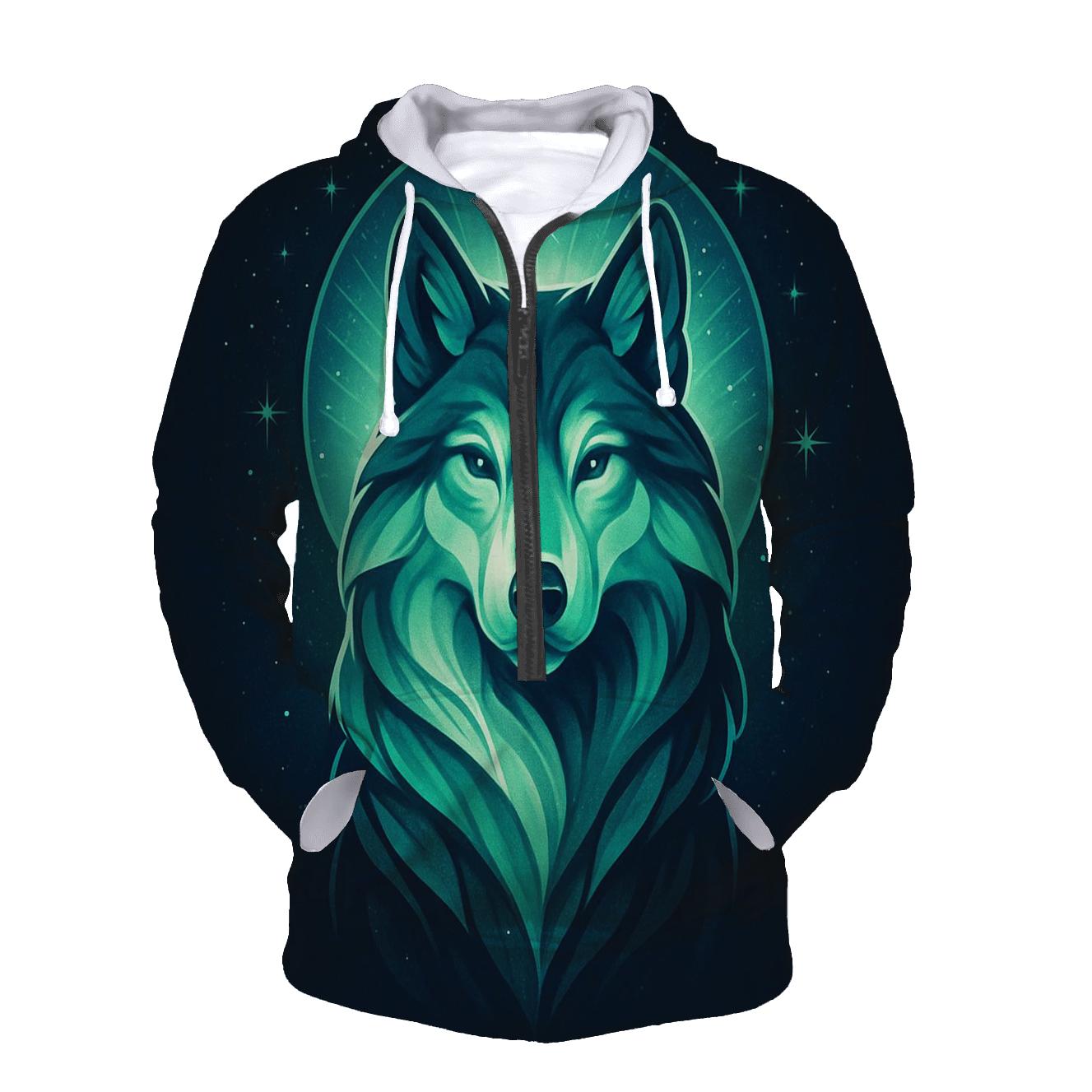 Crown Of Auroras Wolf Sentinel zip-up hoodies