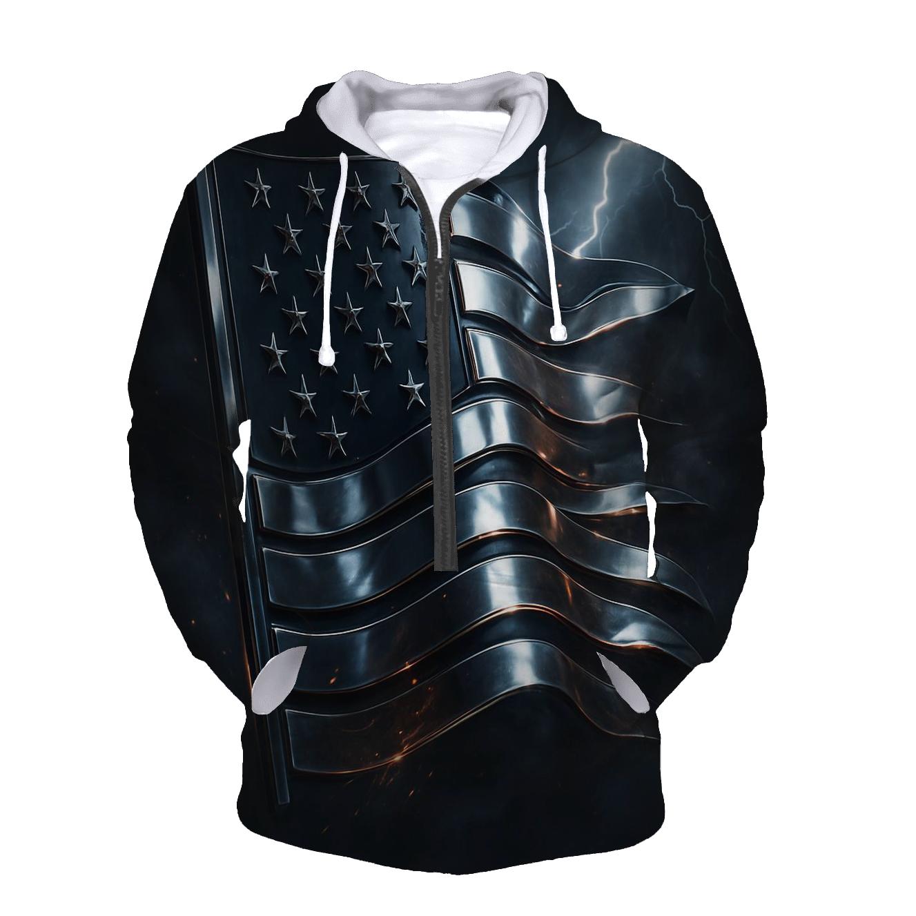 Chrome Stripes Thunder Break embroidered hoodies