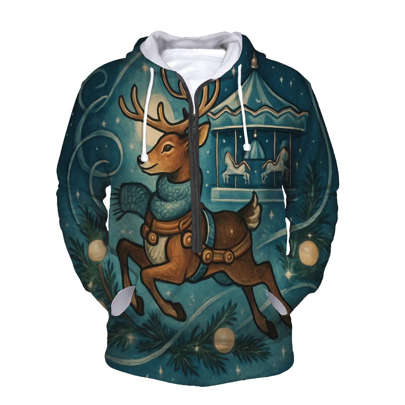 Reindeer Carousel Night Ride pullover hoodies
