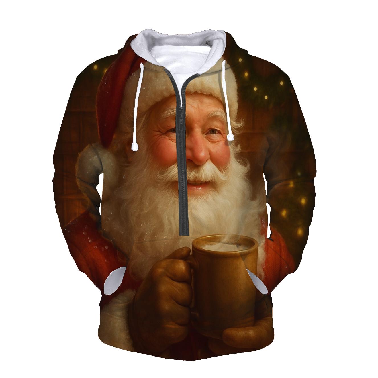 Fireside Cocoa Santa Portrait custom hoodies