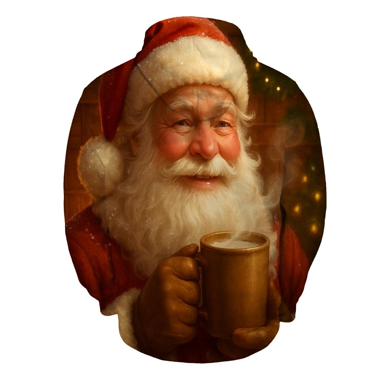 Fireside Cocoa Santa Portrait custom hoodies