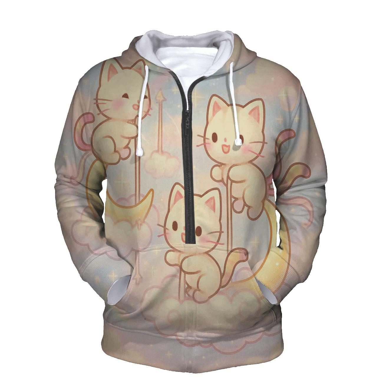 Cloud Carousel Kittens printed hoodies