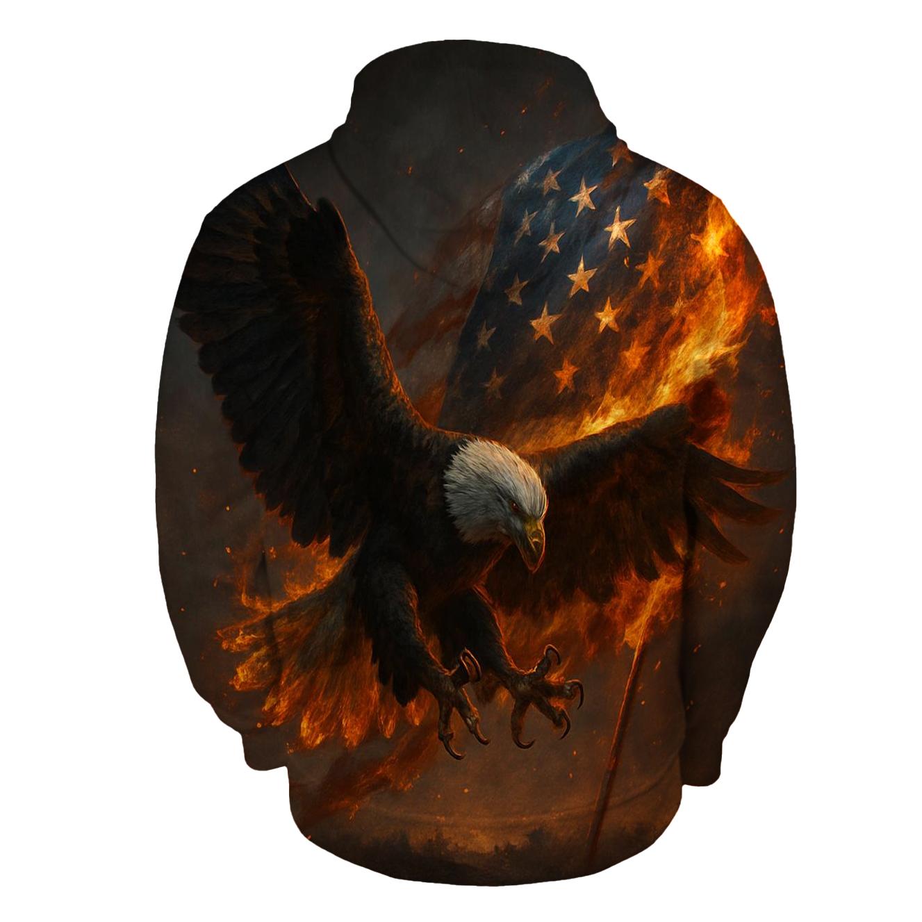 Eagle Over Ember Flag embroidered hoodies