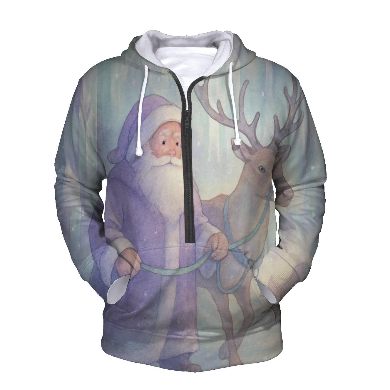 Crystal Cave Santa And Reindeer premium hoodies