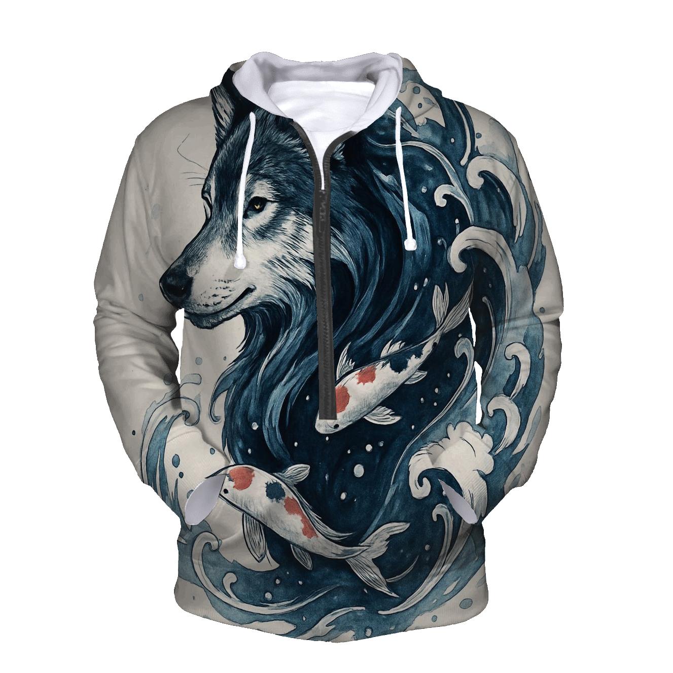 Ink Tide Koi Wolf Hybrid hoodie designs
