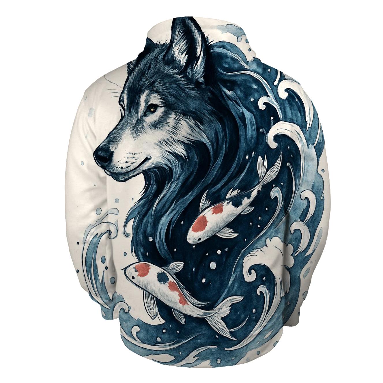 Ink Tide Koi Wolf Hybrid hoodie designs