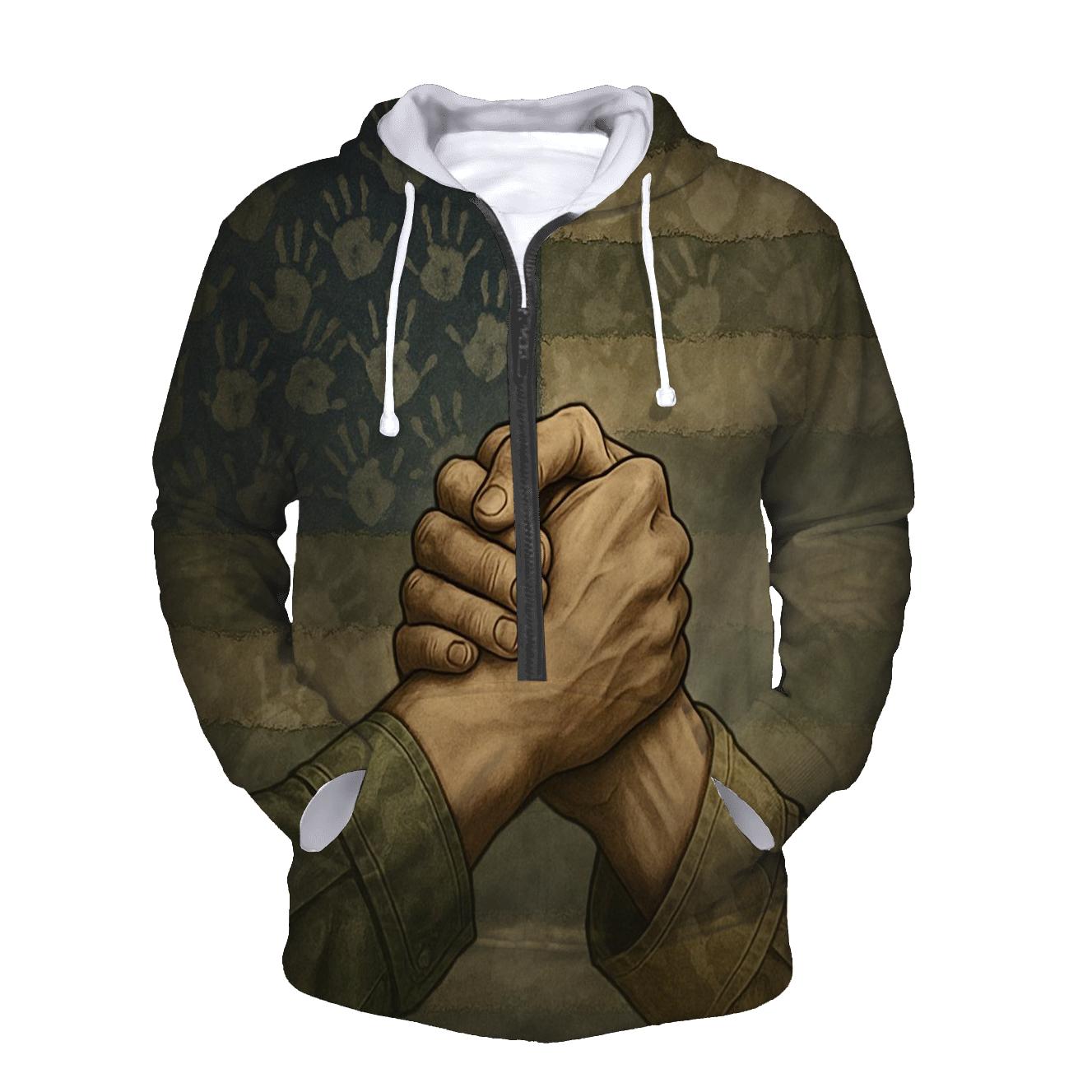 Camouflage Mosaic Flag Of Many Hands lightweight hoodies