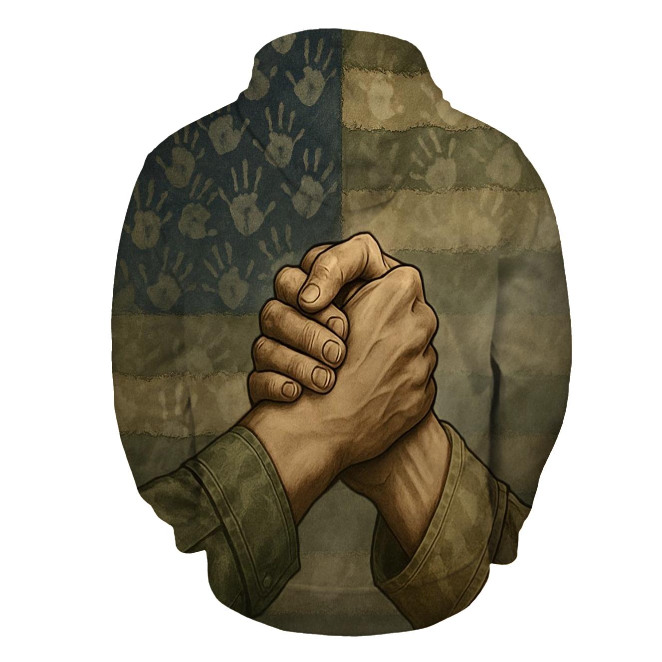 Camouflage Mosaic Flag Of Many Hands lightweight hoodies