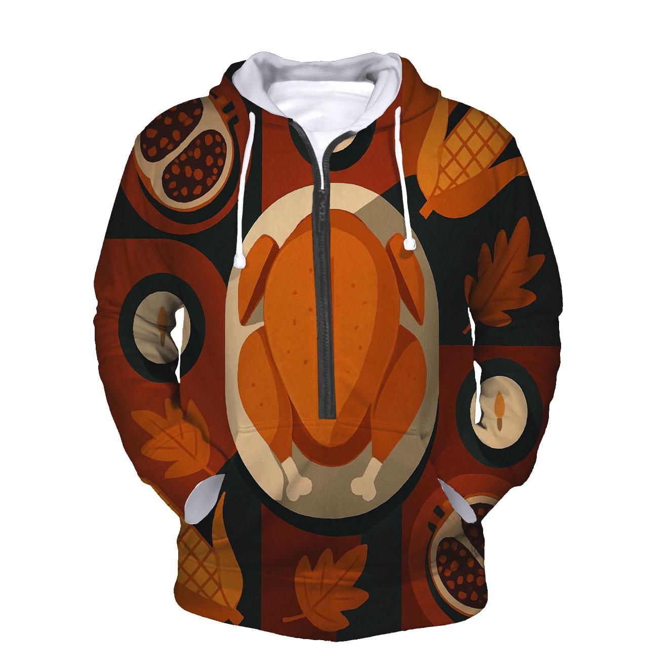 Thankful Tabletop Still Life Mosaic embroidered hoodies