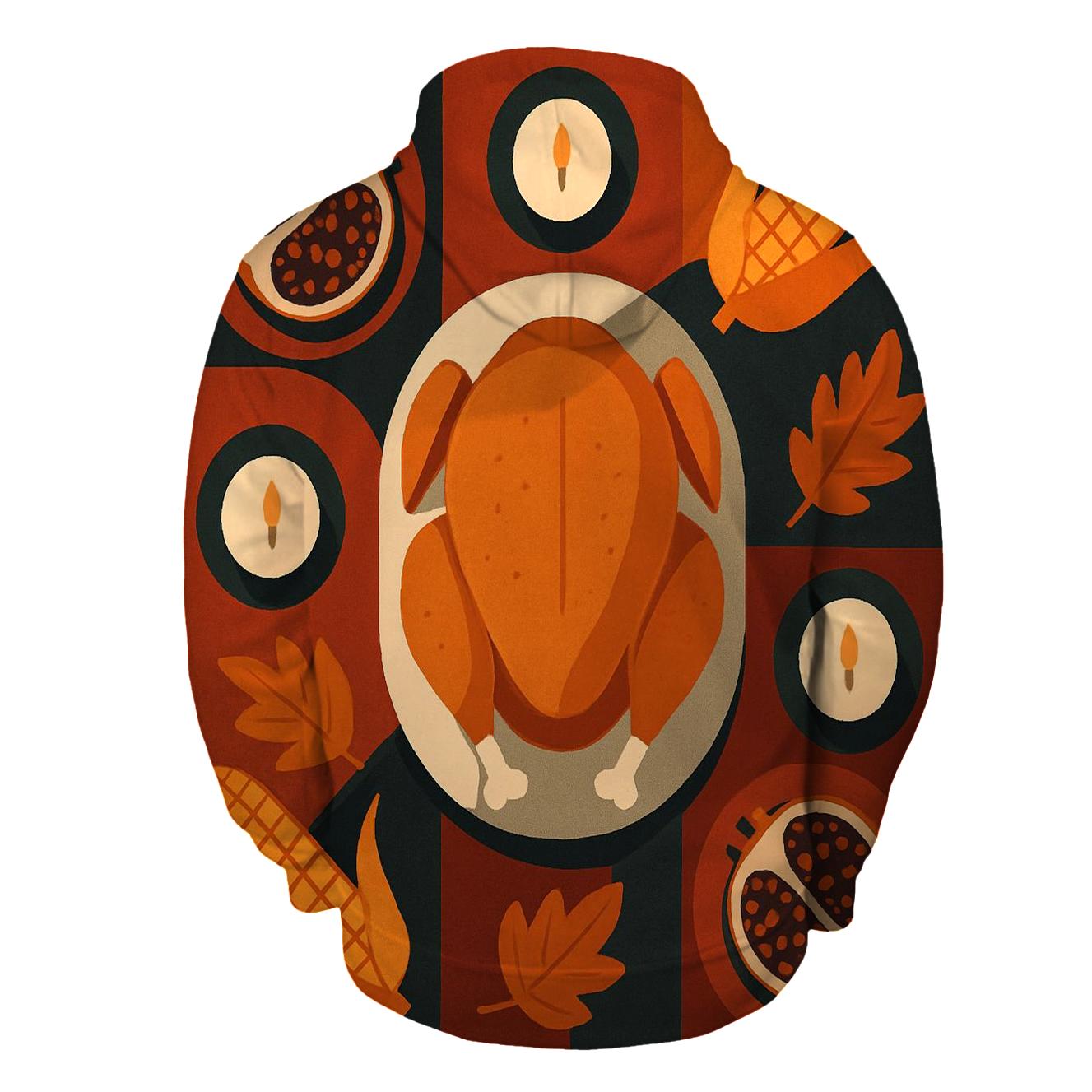 Thankful Tabletop Still Life Mosaic embroidered hoodies