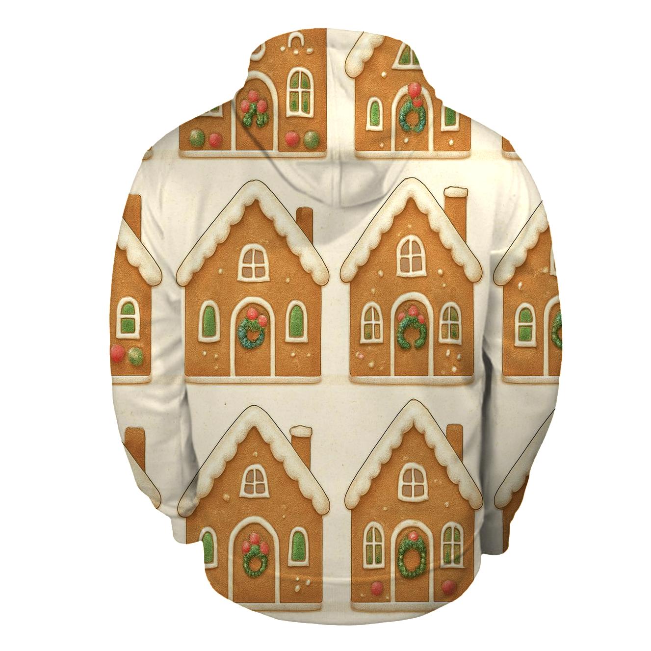 Gingerbread House Row Repeat On Cream Background pullover hoodies