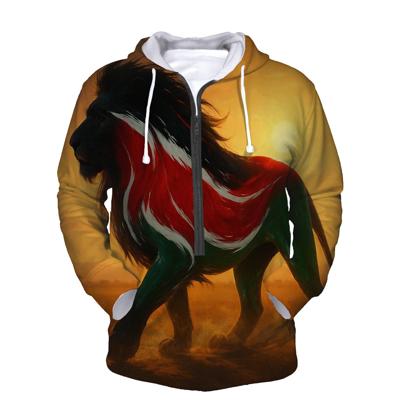 Kenya Surreal Savannah Flag Lion Shadow custom hoodies