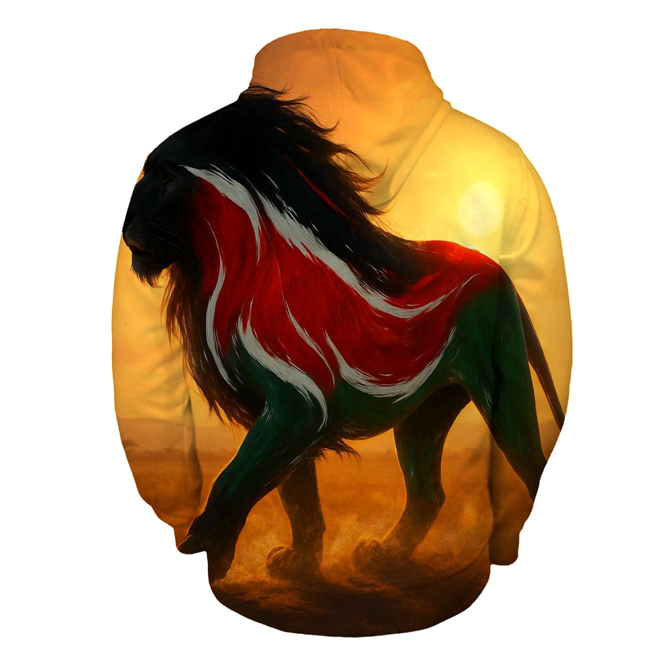 Kenya Surreal Savannah Flag Lion Shadow custom hoodies