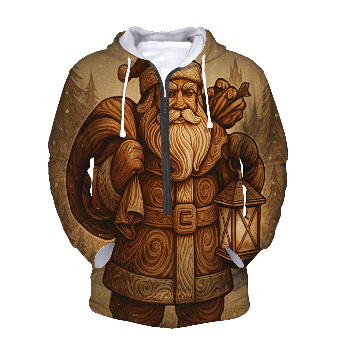 Wood Carved Vintage Santa Relic hoodies fashion
