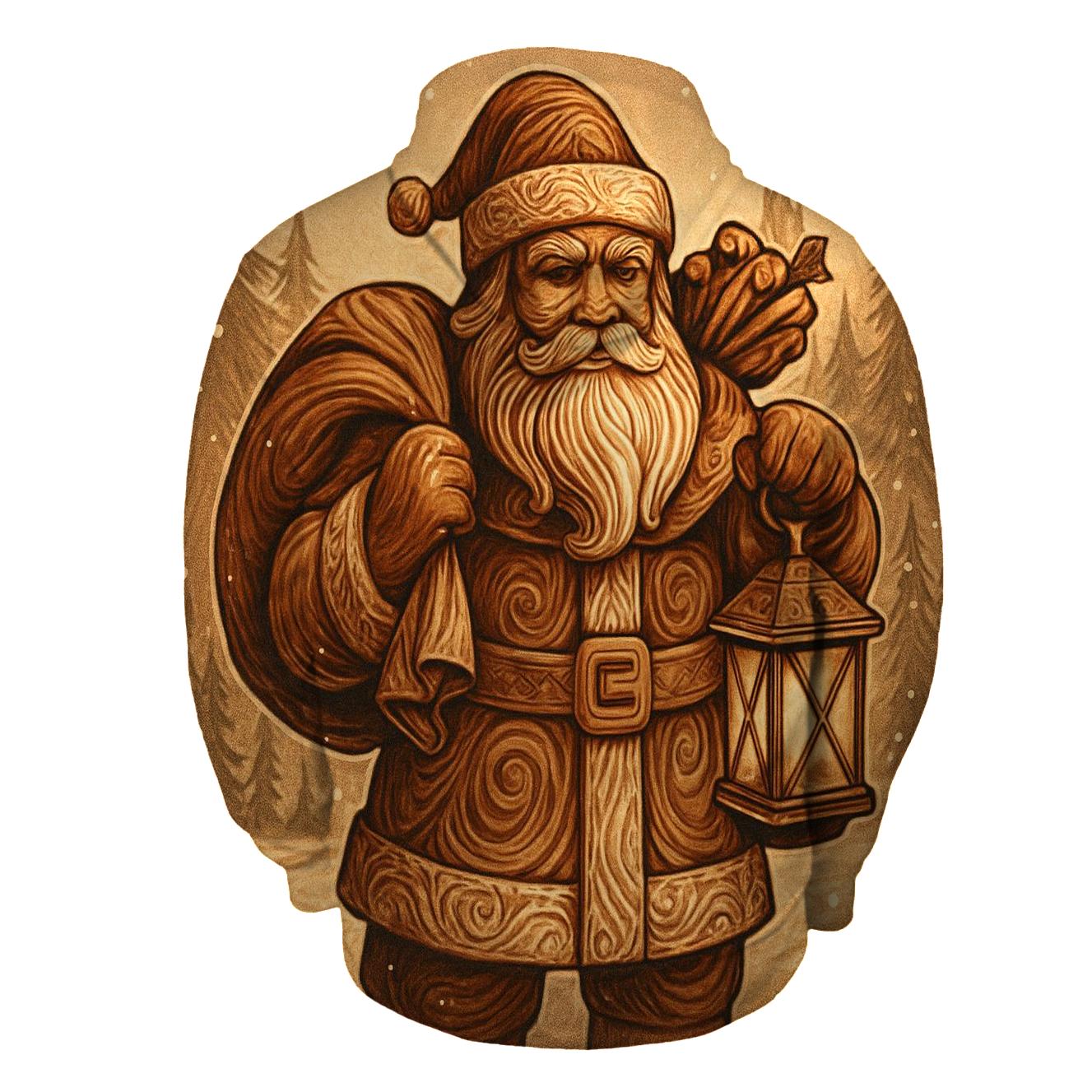 Wood Carved Vintage Santa Relic hoodies fashion