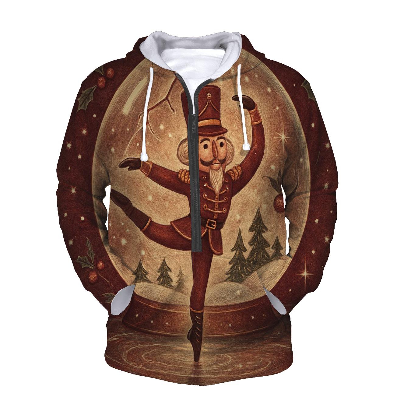 Nutcracker Ballet In A Snow Globe Forest zip-up hoodies