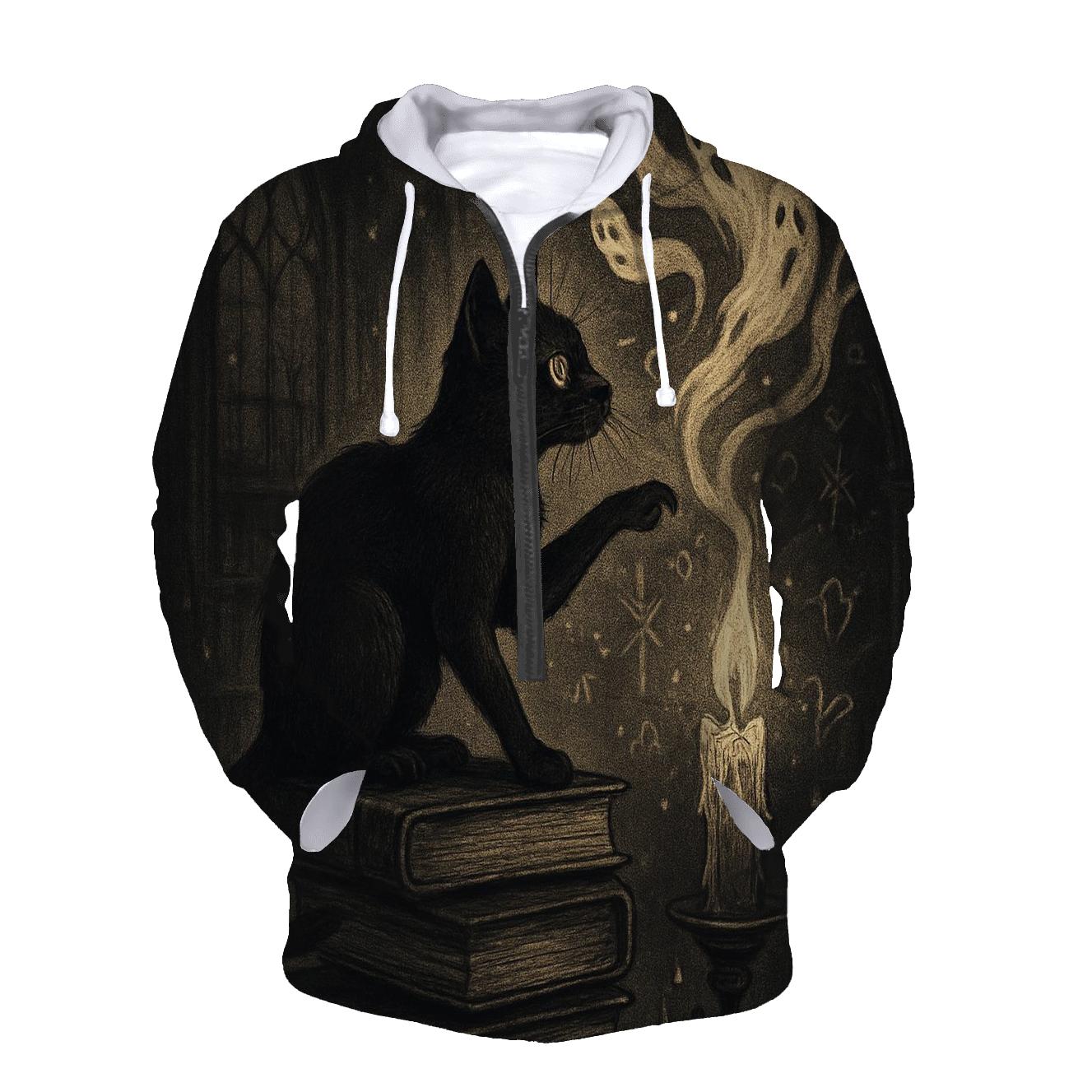Haunted Candle Library Cat lightweight hoodies