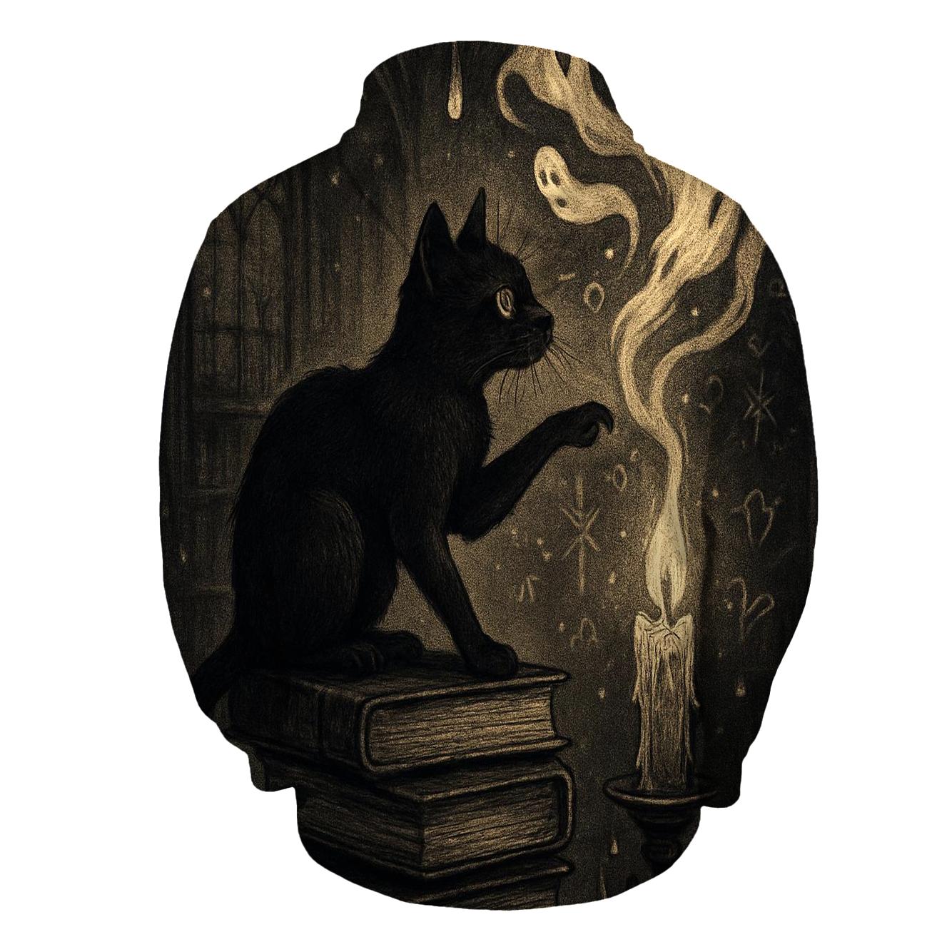 Haunted Candle Library Cat lightweight hoodies