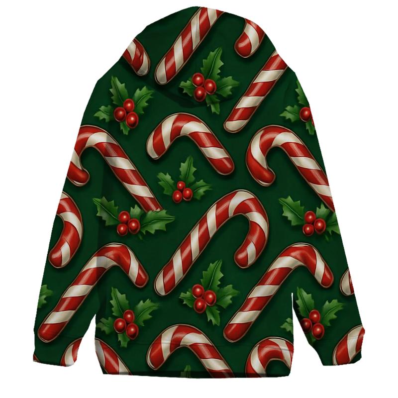 Crimson Candy Cane Chevron On Deep Pine Background custom hoodies