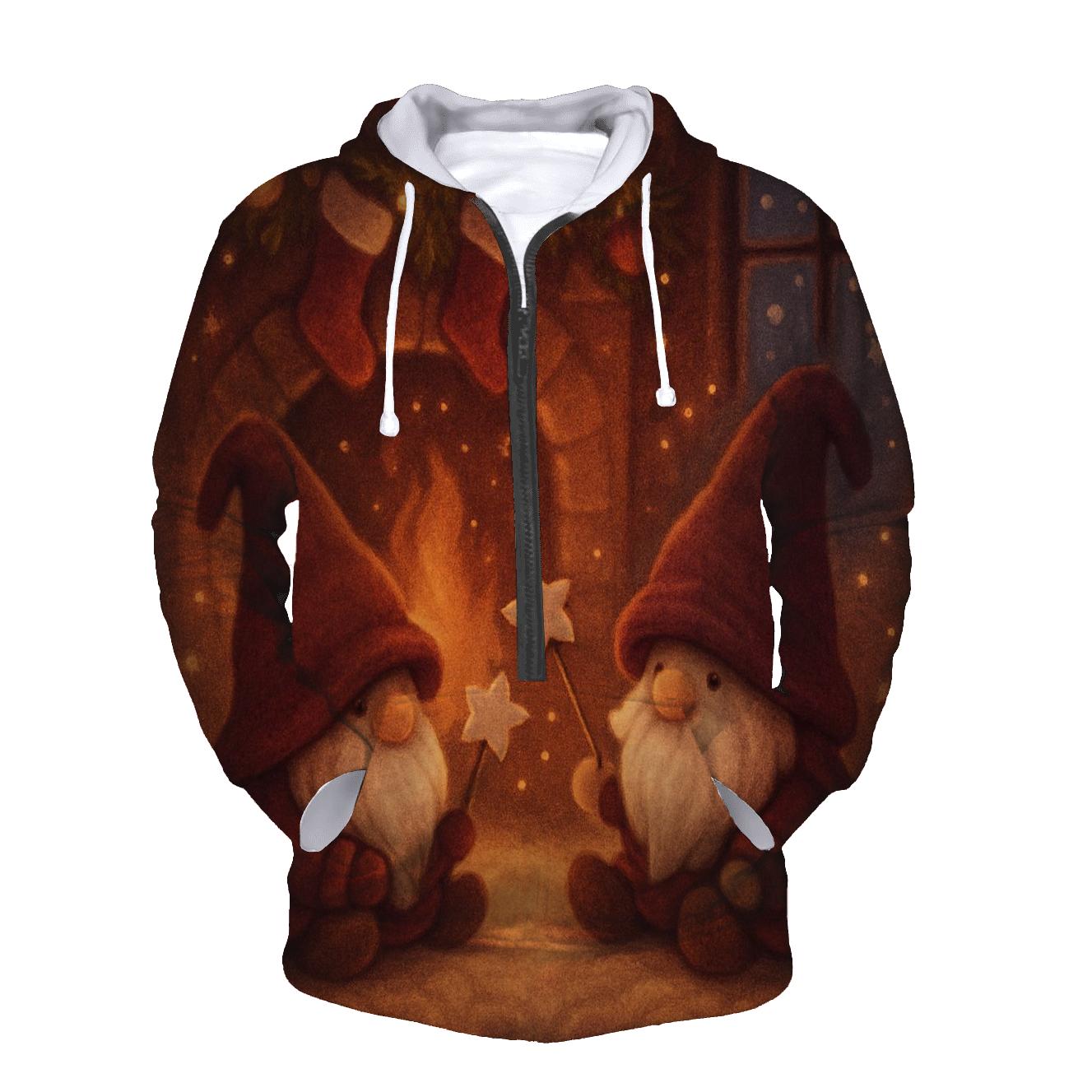 Gnome Fireplace Marshmallow Watch zip-up hoodies
