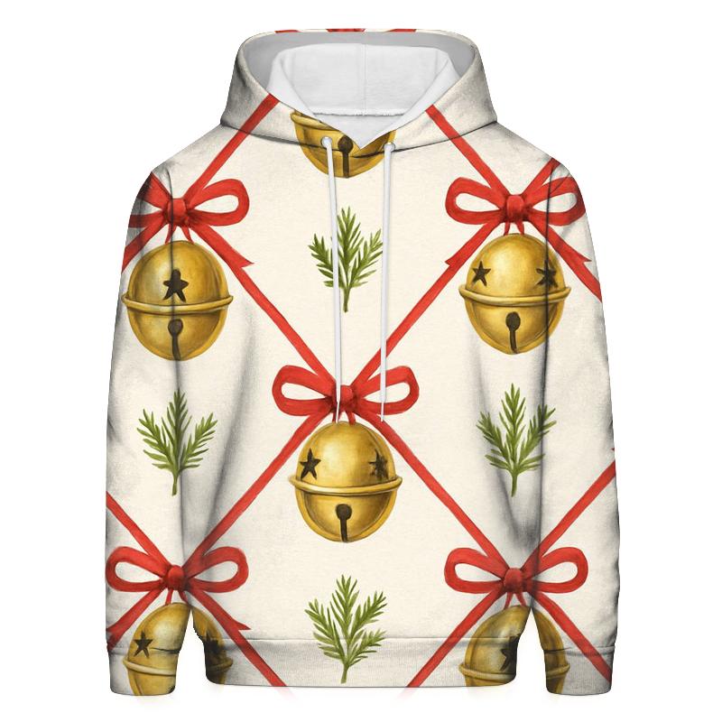 Golden Bell Lattice On Snow White Background hoodie trends