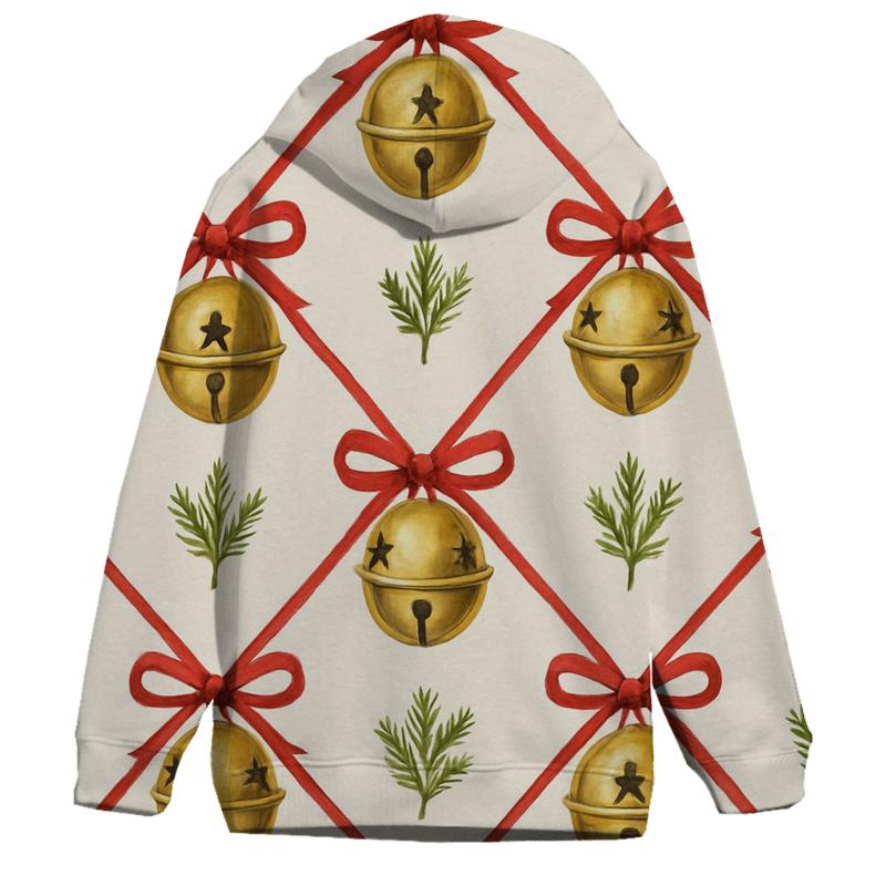 Golden Bell Lattice On Snow White Background hoodie trends