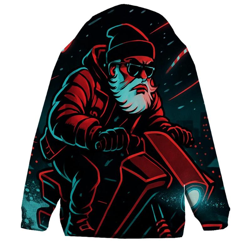 Neon Sleigh Night Rider Santa designer hoodies