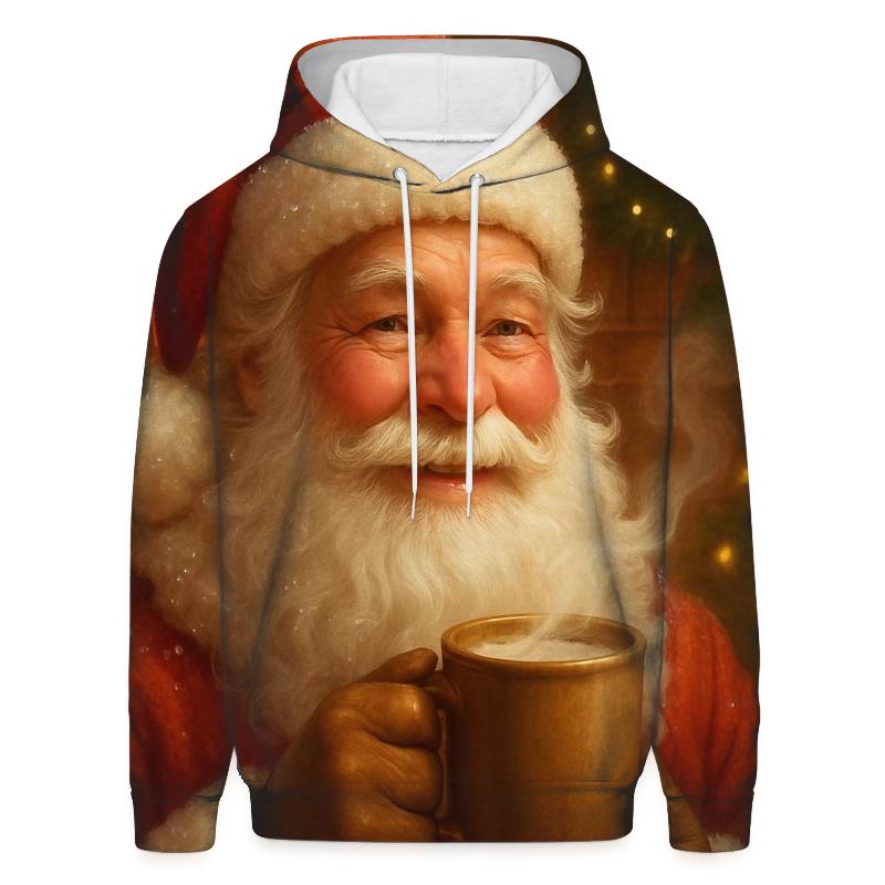 Fireside Cocoa Santa Portrait custom hoodies