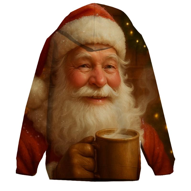 Fireside Cocoa Santa Portrait custom hoodies