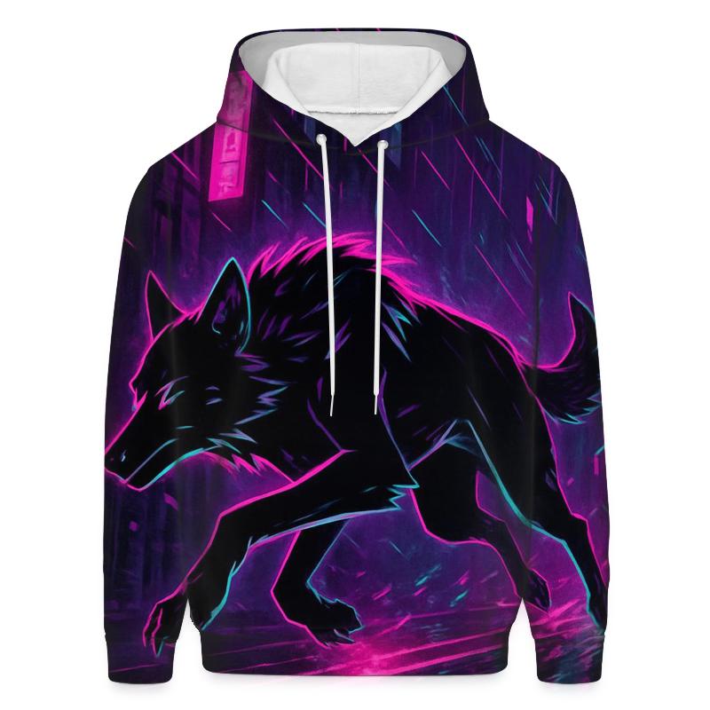 Neon Alley Moonrunner Wolf printed hoodies