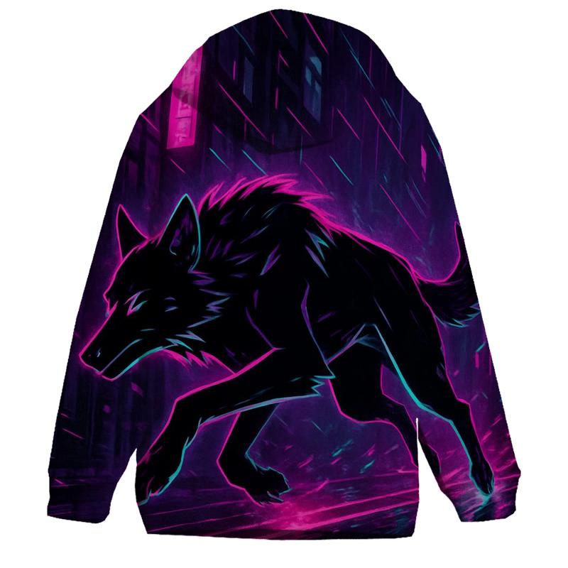 Neon Alley Moonrunner Wolf printed hoodies