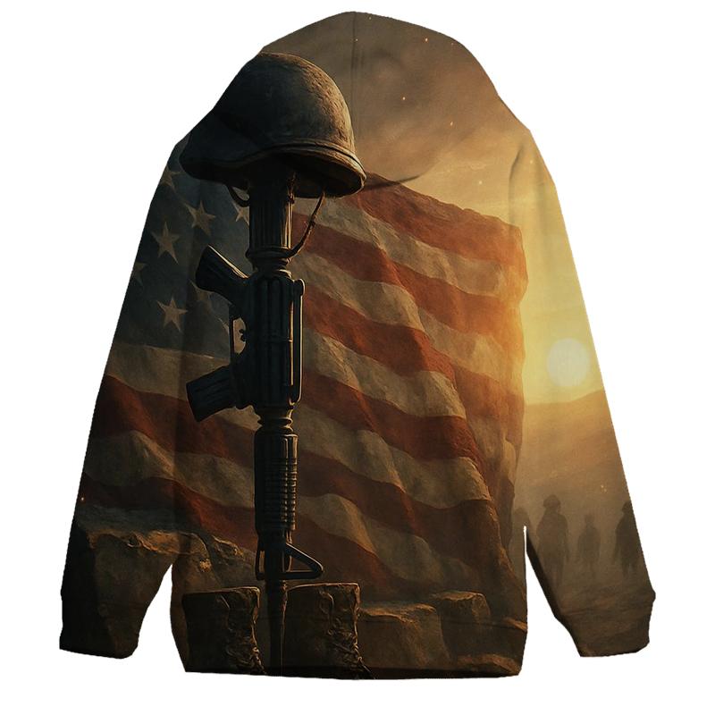 Fallen Rifle Vigil In Crimson Dawn custom hoodies