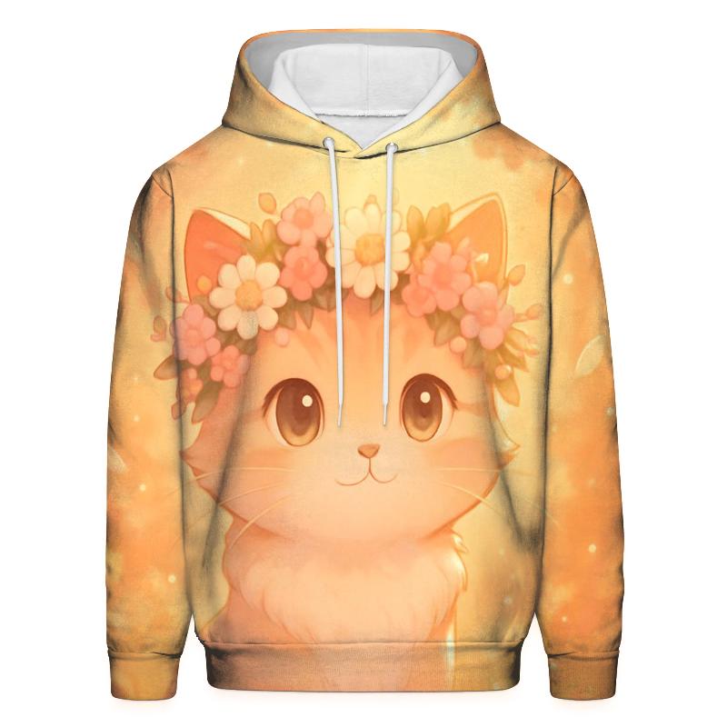 Sunrise Garden Flower Crown Cat printed hoodies