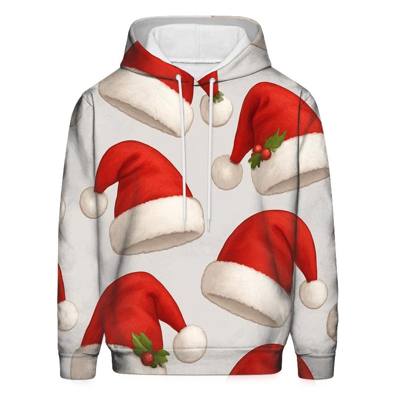 Santa Hat Scatter Rhythm On Soft Gray Background designer hoodies