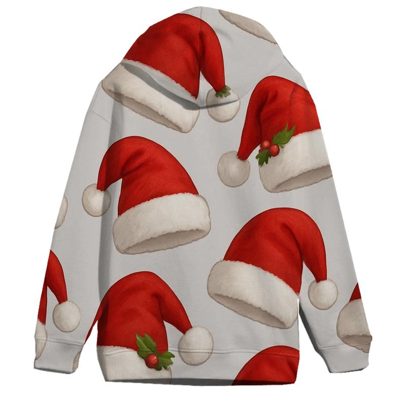 Santa Hat Scatter Rhythm On Soft Gray Background designer hoodies