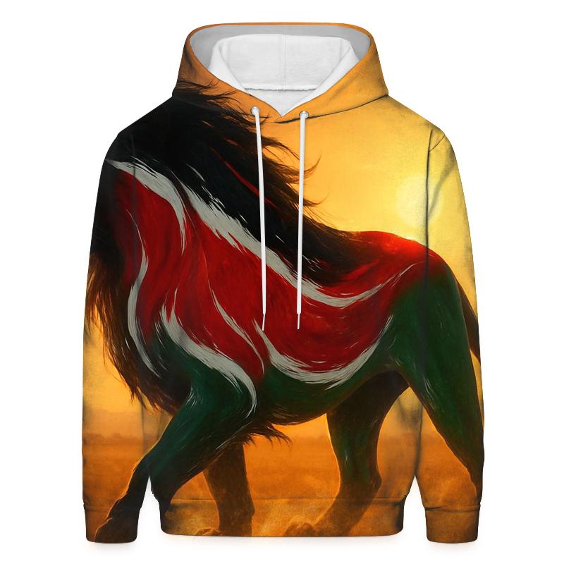 Kenya Surreal Savannah Flag Lion Shadow designer hoodies
